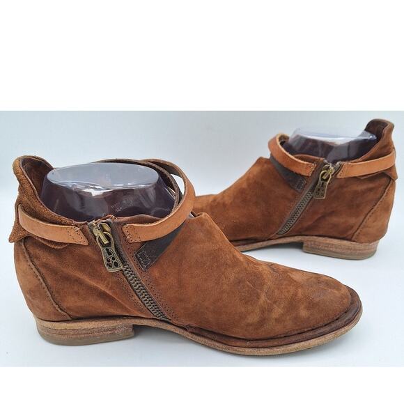 A.S.98 AS 98 Felix Brown Leather Suede Belted Booties Women 6 Excellent Cond. - Picture 8 of 16